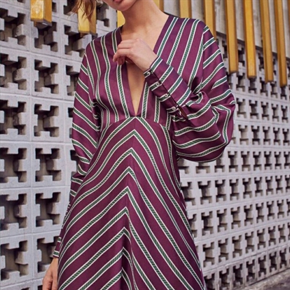 ALEXIS Stunning Tena Striped Plunging Shift Dress